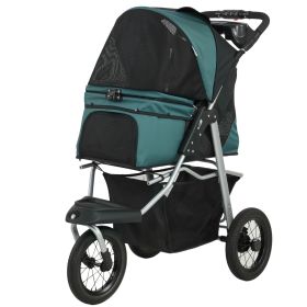 Dog Stroller, Foldable Dog Stroller with 12" Rubber Wheels for Small Dogs, Up to 22 LBS, Dark Green Dog Stroller, Foldable Dog Stroller with 12" Rubber Wheels for Small Dogs, Up to 22 LBS, Dark Green
